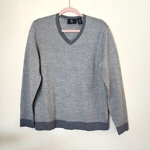 Calvin Klein neutral v neck long sleeve sweater, merino wool blend, Large